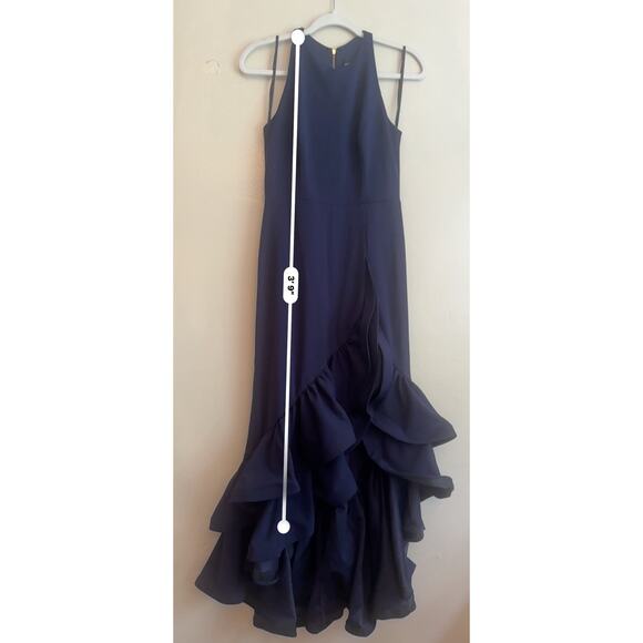 BETSY & ADAM navy Ruffle gown prom Hem Dress size 6P - Picture 5 of 8